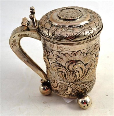Lot 152 - A Norwegian White Metal Coin Tankard, bears dates 1744 and 1760, 12.5cm high