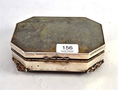Lot 156 - A Silver Jewellery Box, Birmingham 1919, with hinged lid inset with tortoiseshell panel, raised...