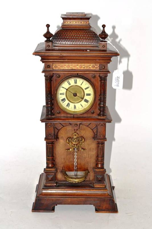 Lot 184 - A Mantel Novelty Fountain Timepiece, circa 1900, with canopy top, front depicting a automata...