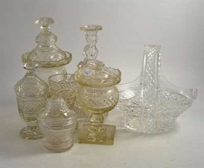 Lot 194 - A Quantity of 19th and 20th Century Cut Glass, comprising a basket, a decanter, a small vase...
