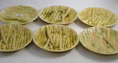 Lot 197 - Six H.B Cte Choisy-Le-Roi Pottery Asparagus Plates (6)