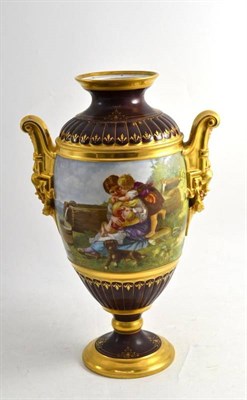 Lot 199 - A Late 19th/Early 20th Century Continental Twin-Handled Vase, decorated with a landscape and...