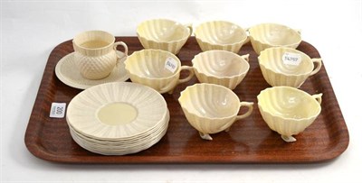 Lot 200 - A Set of Eight Belleek Shell Moulded Teacups and Ten Saucers; and A Thistle Moulded Cup and...