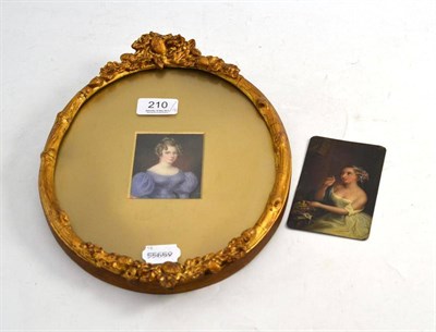 Lot 210 - A 19th Century Miniature Bust Portrait of a Lady, signed T Carlyle, dated 1833, 7.5cm by 6cm, in an
