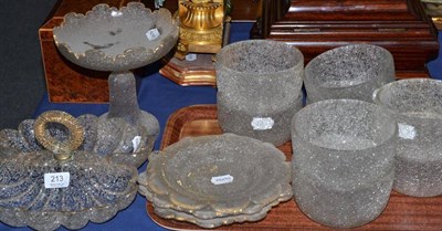 Lot 213 - A Matched Set of Eight 19th Century Ice Glass Finger Bowls and Three Stands; A Similar Comport;...