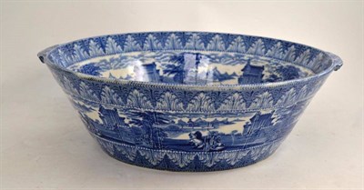 Lot 217 - A Late 19th Century Cauldon Blue and White Transfer Printed Bowl, 40 cm wide