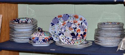 Lot 227 - Forty-Seven Pieces of 19th Century Ironstone Dinner Wares, comprising meat drainer, small vegetable