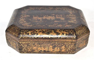 Lot 230 - A 19th Century Chinese Export Lacquer Box, fitted with further boxes and trays, 37cm wide