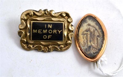 Lot 239 - A Sepia Painted Ivory Mourning Brooch, depicting a maiden at an anchor, under a weeping willow,...
