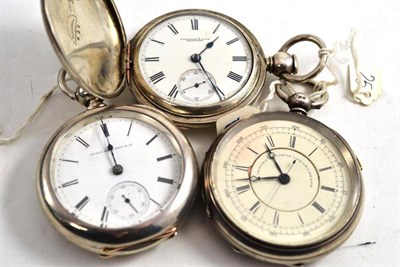 Lot 243 - A Silver Chronograph Pocket Watch; An Elgin Pocket Watch Case, stamped 'Coin Silver'; and A...