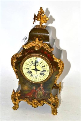 Lot 286 - A French Painted and Gilt Metal Mounted Striking Mantel Clock, 4-inch enamel dial with Arabic...
