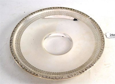 Lot 288 - A Sterling Circular Dish, with pierced and foliate rim, diameter 27cm