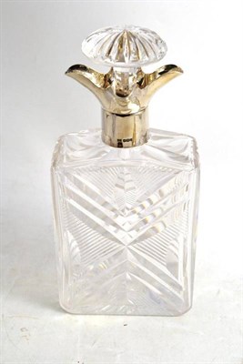 Lot 318 - A Heavy Cut Glass Liqueur Decanter and Stopper, by Walsh, with silver mount, height 25cm