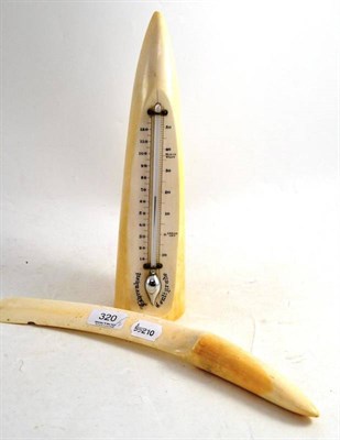 Lot 320 - A Victorian Thermometer, in the form of an ivory tusk, height 31cm; and A Late 19th Century...