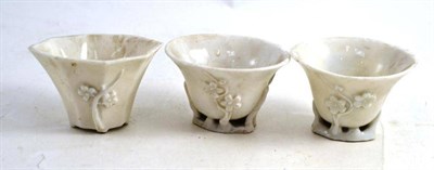 Lot 324 - An 18th Century Blanc De Chine Octagonal Libation Cup, 9cm wide; and Two Other Libation Cups...