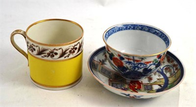 Lot 327 - An Imari Tea Bowl and Saucer; and A Derby Yellow Ground Mug (3)