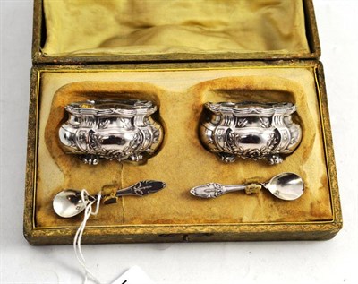 Lot 335 - A Silver Charles Horner Thimble; A Cased Pair of French Silver Plated Salts and Spoons; A Cased Set