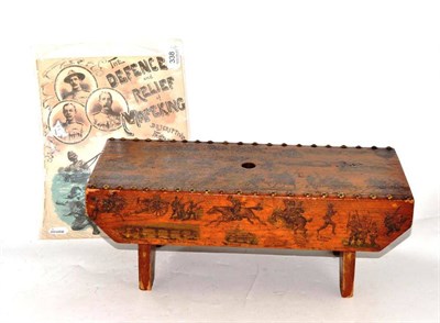 Lot 338 - Boer War Interest: A Stool, with transfer printed inscriptions and decoration, 44cm; and A Song...