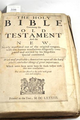 Lot 339 - Holy Bible The Holy Bible Containing the Old Testament and the New ..., 1683, folio, five...