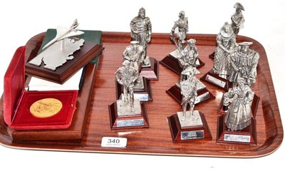 Lot 340 - A Set of Ten Limited Edition English Miniatures, of modern date on stained mahogany bases, each...