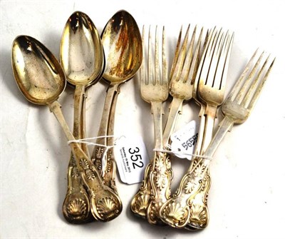 Lot 352 - A Set of Six Silver Dessert Forks, maker's mark TS, Newcastle; and A Set of Six Silver Dessert...