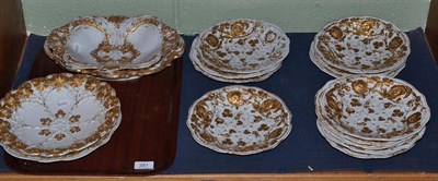 Lot 381 - A Set of Twelve Meissen Porcelain, Gilt and Foliate Moulded Dessert Plates; and Four Similar...