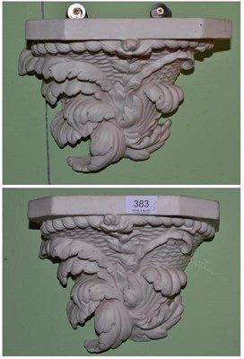 Lot 383 - A Pair of Victorian Parian Wall Brackets, 21cm high