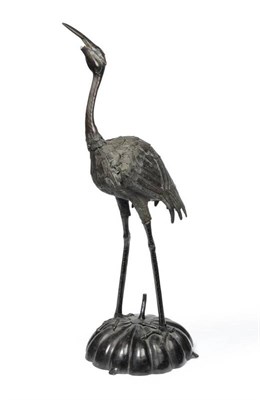 Lot 389 - A 19th Century Japanese Bronze Garden Crane, 104cm high