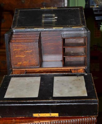 Lot 397 - A Late Victorian Figured Walnut and Boxwood Strung Hinged Stationery Box, 31cm wide