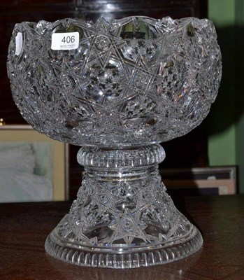 Lot 406 - A 20th Century Cut Glass Bowl, on stand, 32cm diameter