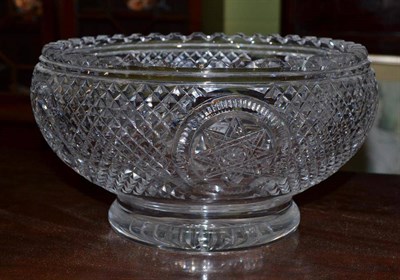 Lot 407 - A 20th Century Cut Glass Punch Bowl, with castellated rim, 31cm diameter