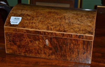 Lot 408 - An Early 19th Century Burr Walnut Workbox, the hinged domed cover opening to reveal a lift-out...