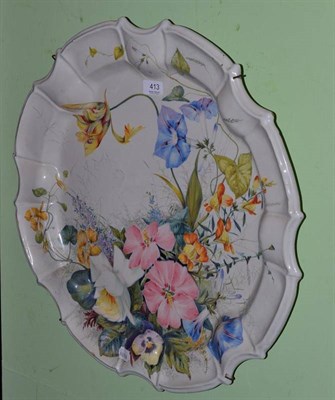 Lot 413 - A Large 'Le Nove' Faience Charger, with bold floral decoration (a.f.)