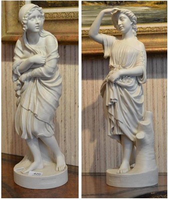 Lot 420 - A Pair of Copeland Parian Figures, 'Sunshine' and 'Storm', modelled by W Brodie RSA, 49cm