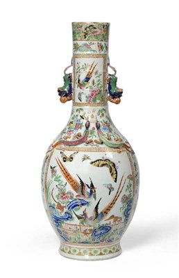 Lot 426 - A 19th Century Chinese Cantonese Vase, of baluster design, with applied animal handles and...