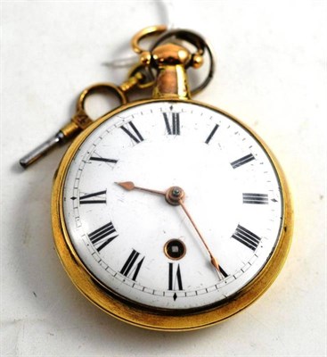 Lot 443 - A Gilt Metal Verge Pocket Watch, fusee movement signed Benjn Webb, London no.6459, diamond...