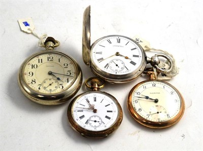 Lot 453 - A Full Hunter Pocket Watch, signed Waltham, Mass; Two Plated Pocket Watches, signed Waltham and...