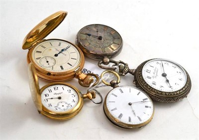 Lot 455 - A Silver Pocket Watch, London 1840; and Four Plated Pocket Watches (5)