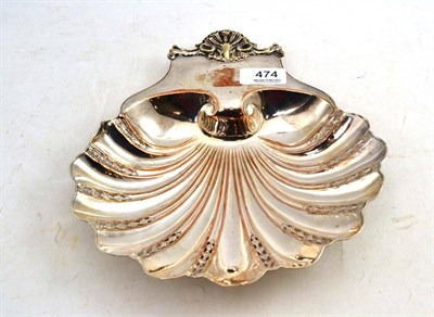 Lot 474 - An Old Sheffield Plate Shell Shaped Dish, with pierced decoration and greyhound crest