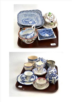 Lot 492 - A Newhall Type Tea Bowl and Saucer; Cups and Saucers; and A Quantity of Pottery (on two trays)