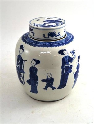 Lot 498 - A Chinese Blue and White Ginger Jar and Cover, 24cm