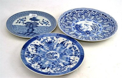 Lot 500 - Three 19th Century Chinese Blue and White Plates