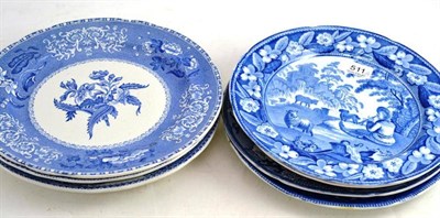 Lot 511 - Seven Pearlware and Ironstone Blue and White Plates