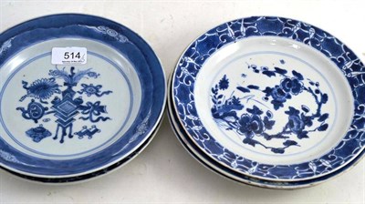 Lot 514 - Five 19th Century Chinese Blue and White Plates