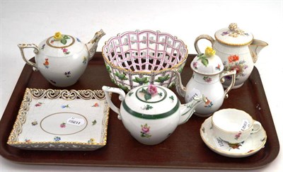 Lot 517 - A Meissen Floral Cup and Saucer; A Berlin Milk Jug and Cover; Two Herend Teapots and Saucers; A...