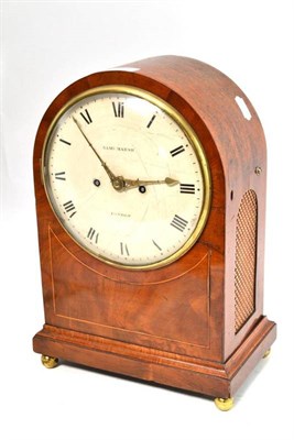 Lot 535 - A Regency Mahogany Striking Table Clock, SamL Marsh, London, arched case with side sound frets,...