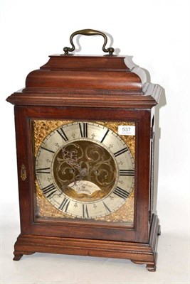 Lot 537 - A Striking Table Clock, inverted bell top with carrying handle, pierced side frets and on...