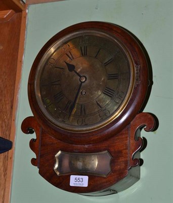 Lot 553 - A Mahogany Drop Dial Wall Timepiece, with bottom and side opening doors, 8-inch dial with Roman and