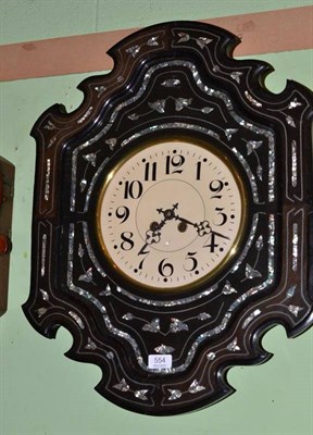 Lot 554 - An Ebonised and Mother-of-Pearl Inlaid Striking Wall Clock, circa 1900, 9-inch dial with Arabic...