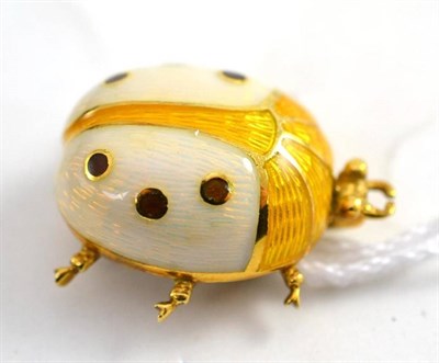 Lot 568 - A Ladybird Brooch, enamelled in white, yellow and brown, measures 3cm by 3.3cm